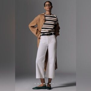 Anthropologie Maeve Colette Cropped White Wide Leg Jeans